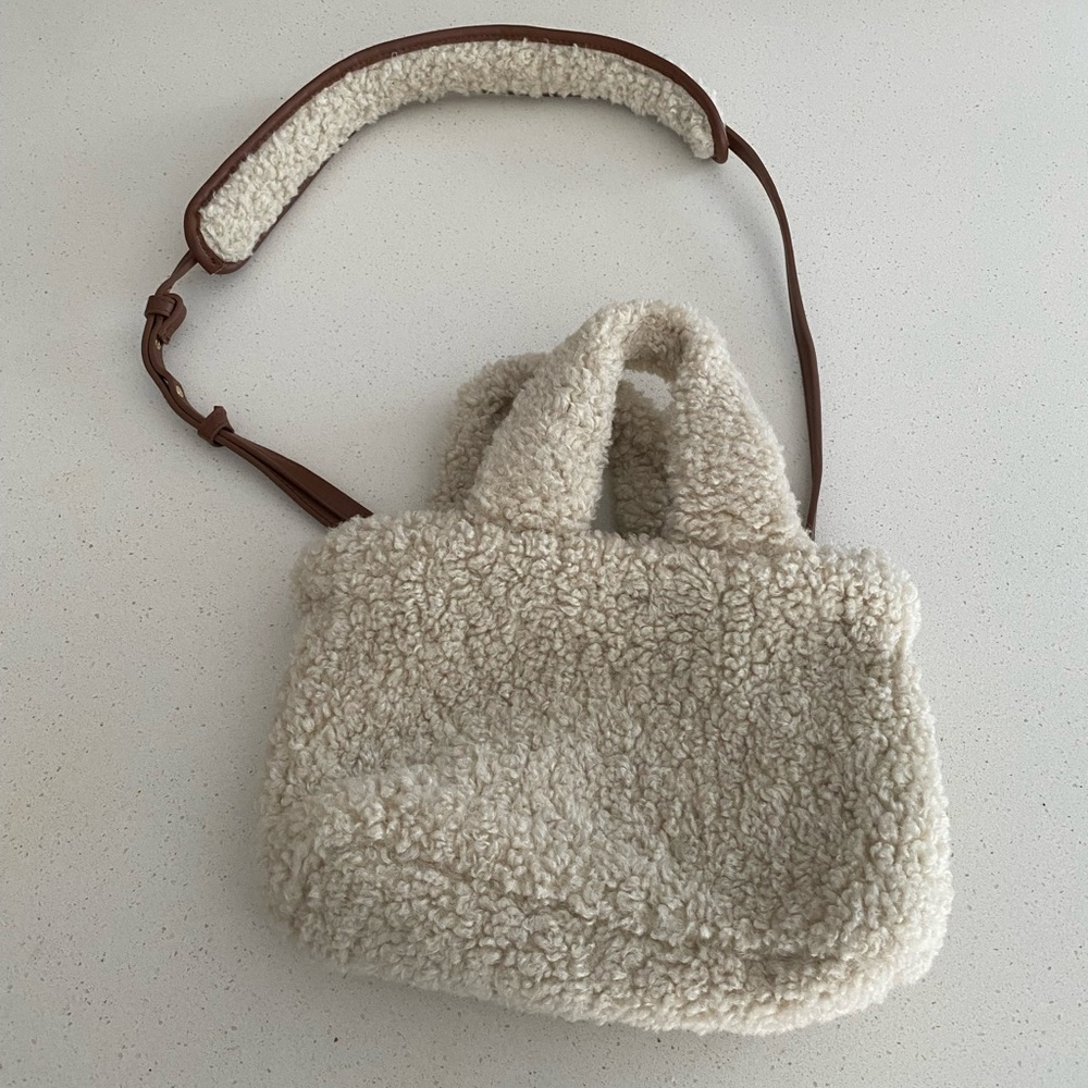 Cozy Cream Sherpa Mini Tote Bag